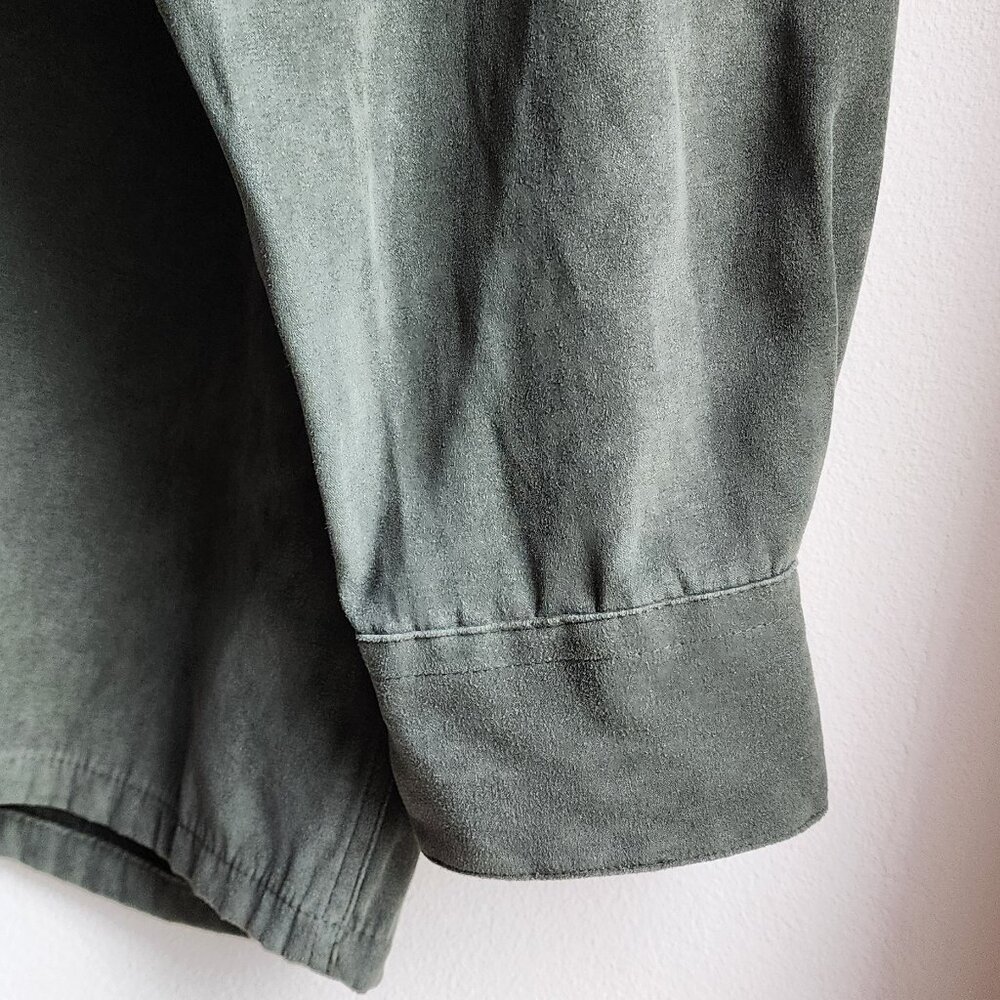 Pierre Cardin Green Faux Suede Button Down Shirt Size Large - Picture 9 of 13